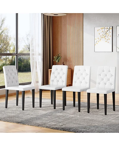 Streamdale Furniture Pu Dining Chair with Ergonomic Buckle Backrest