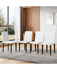 Streamdale Furniture Pu Dining Chair with Ergonomic Buckle Backrest