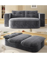 Streamdale Furniture 78.7" Foldable Corduroy Sofa Bed with Blanket & Pillows