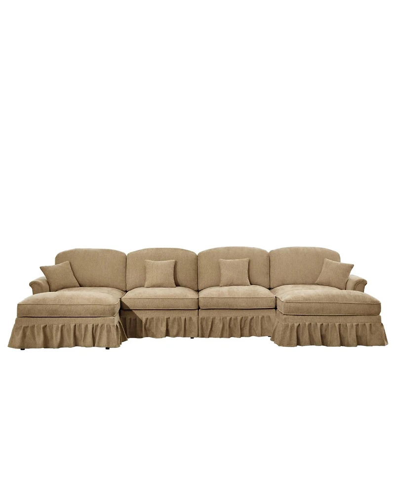 Streamdale Furniture Classic U Shape Sectional Sofa with Ottomans - Light Coffee
