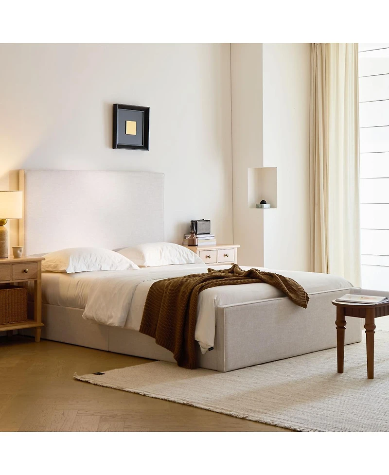 Streamdale Furniture Streamdale Lucas Tall Upholstered Bed - King, Textured Ivory Canvas