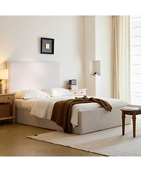 Streamdale Furniture Streamdale Lucas Tall Upholstered Bed - King, Textured Ivory Canvas