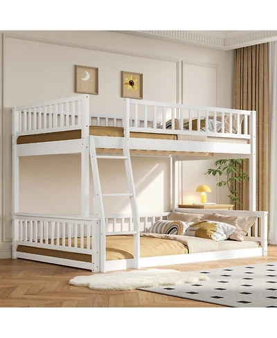 Streamdale Furniture Full Xl over Queen Bunk Bed with Ladder and Guardrails, White