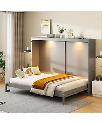 Streamdale Furniture Queen Murphy Bed Wall Modern design with Led Lights