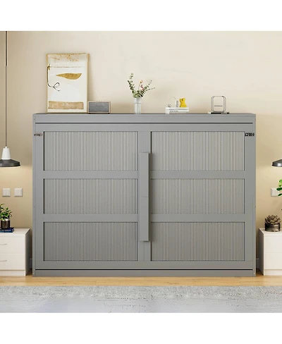 Streamdale Furniture Queen Murphy Bed Wall Modern design with Led Lights