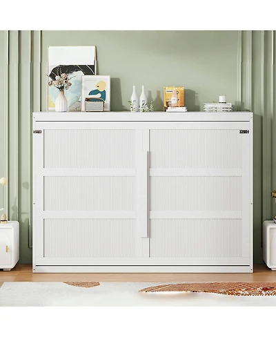 Streamdale Furniture Queen Murphy Bed Wall Modern design with Led Lights