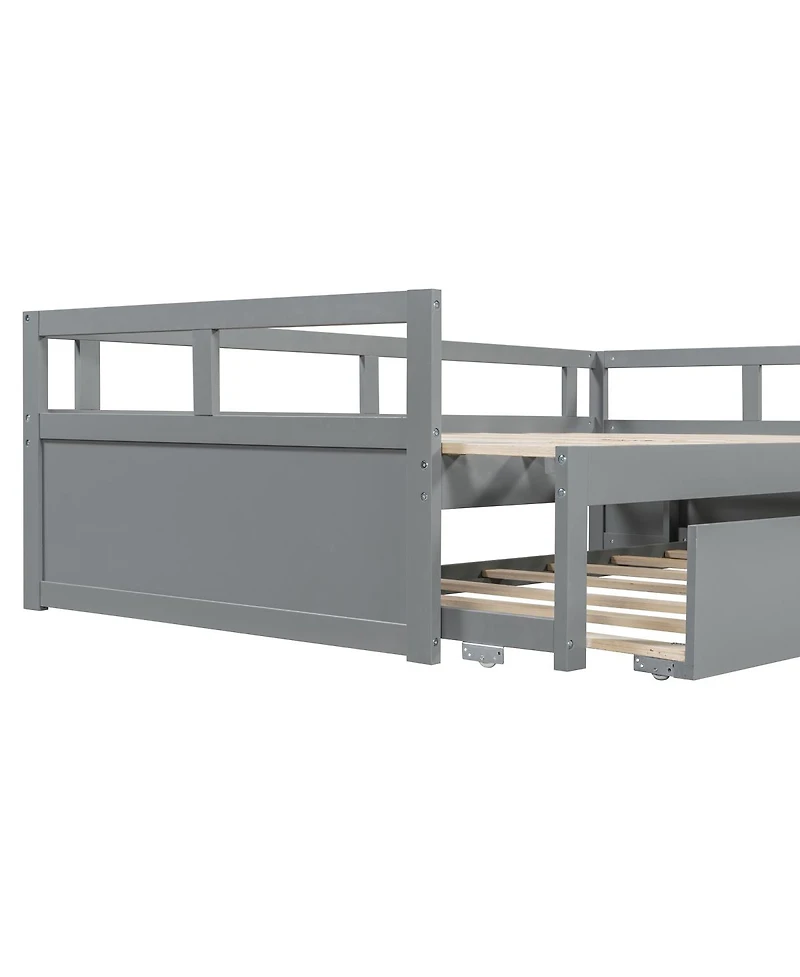 Streamdale Furniture Extending Daybed with Trundle, Wooden Daybed with Trundle