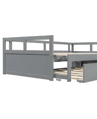 Streamdale Furniture Extending Daybed with Trundle, Wooden Daybed with Trundle