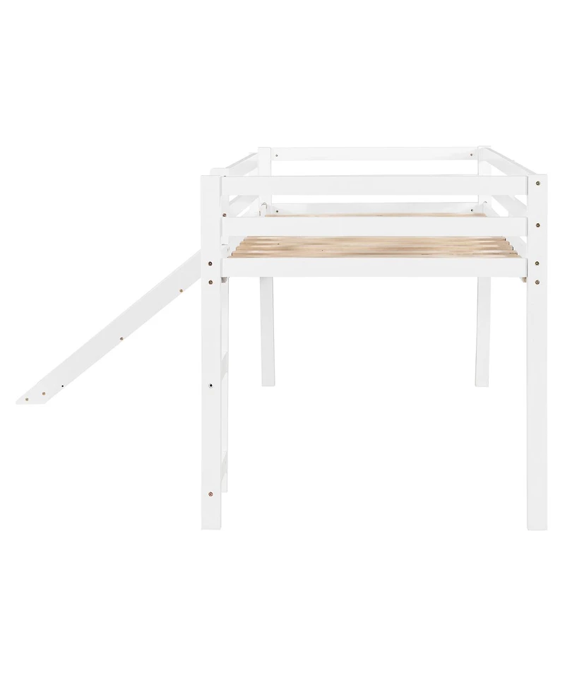 Streamdale Furniture Loft Bed with Slide, Multifunctional Design, Twin (White)