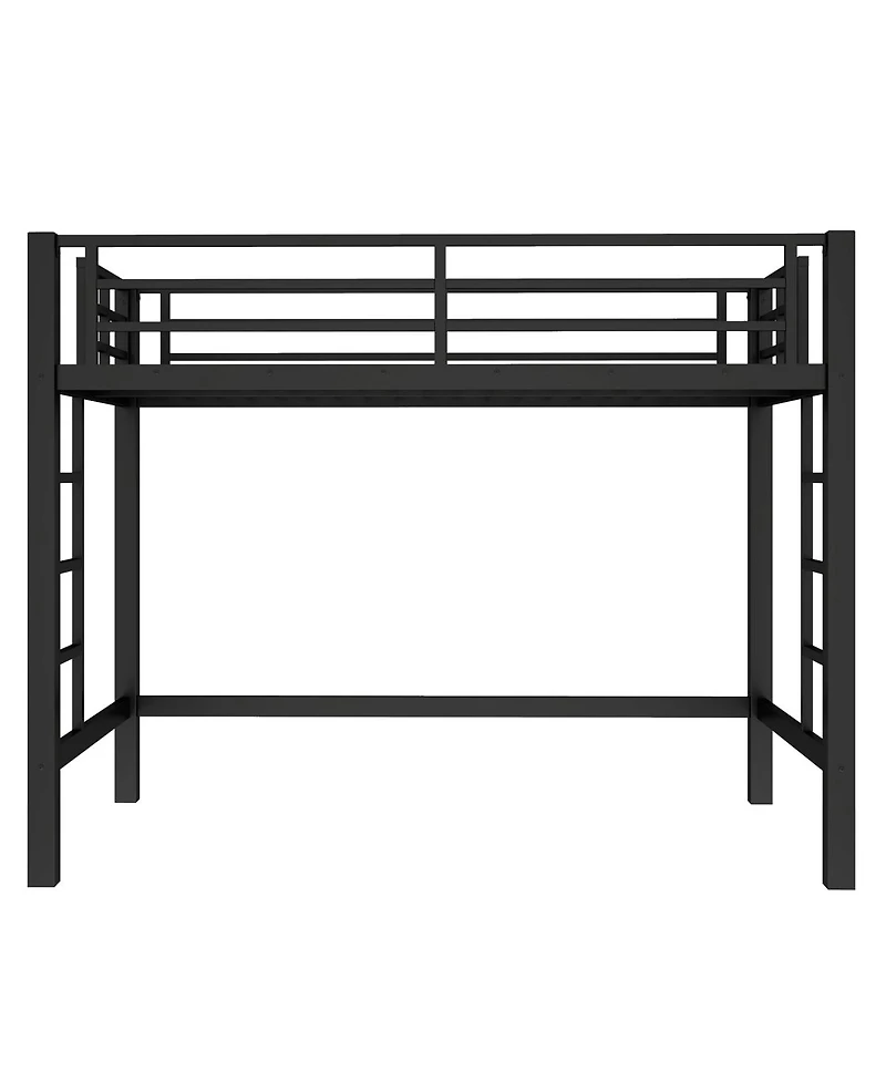 Streamdale Furniture Metal Loft Bed with Ladder and Guardrails