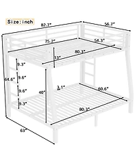 Streamdale Furniture Metal Full Xl over Queen Bunk Bed for Teens/Adults - Space-Saving, Noise Reduced, No Box Spring