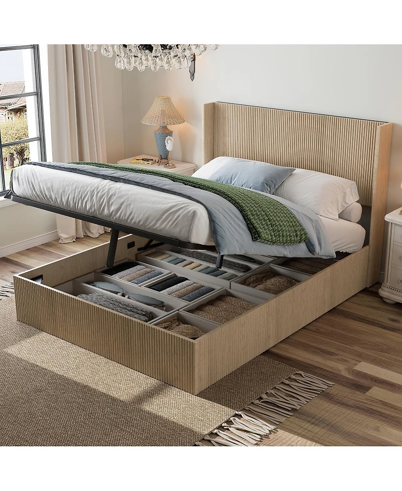 Streamdale Furniture Raised Oak Storage Bed Frame