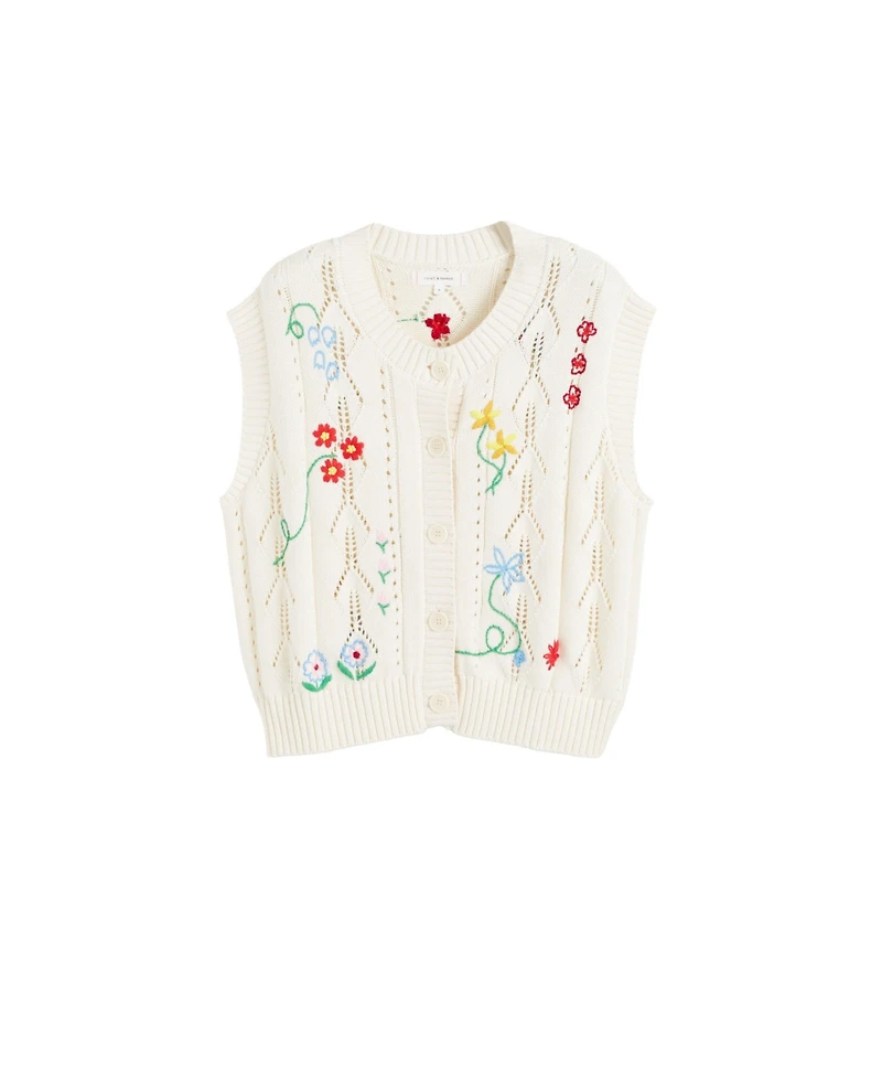 Chinti & Parker Women's Cotton Hand Embroidered Floral Tank