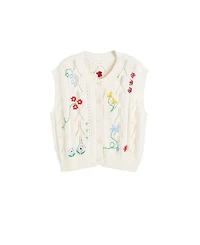 Chinti & Parker Women's Cotton Hand Embroidered Floral Tank