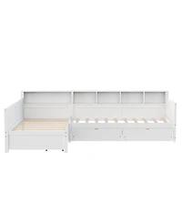 Streamdale Furniture Twin L-Shape Day Bed with Storage Drawers