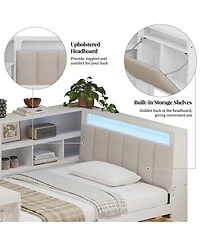 Streamdale Furniture Twin L-shaped Wooden Daybed with Desk & Storage Bookcase, White