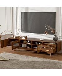 Streamdale Furniture 78" Tv Stand for TVs Up to 85", Modern Cabinet w/Fluted Glass Doors & 2 Drawers