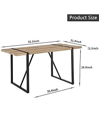 Streamdale Furniture 55" Mdf Wood Dining Table & 4 Modern Linen Chairs Set