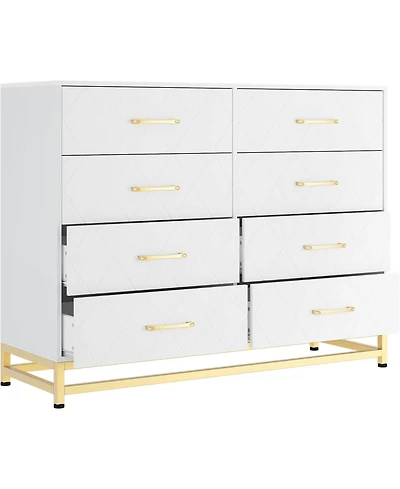 gaomon 8-Drawer Bedroom Dresser, Large Storage Tower with Wooden Frame, Wide Chest Organizer Drawer Inserts for Living Room Closet Hallway