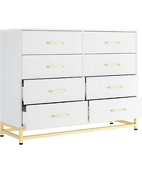 gaomon 8-Drawer Bedroom Dresser, Large Storage Tower with Wooden Frame, Wide Chest Organizer Drawer Inserts for Living Room Closet Hallway