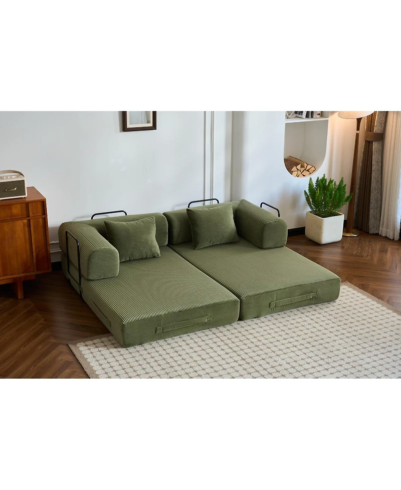 Streamdale Furniture 5-in-1 Convertible Corduroy Sofa Bed - No Assembly Required