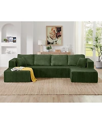 Streamdale Furniture U-shape Modular Corduroy Sofa, Modern Minimalist Sleeper Couch