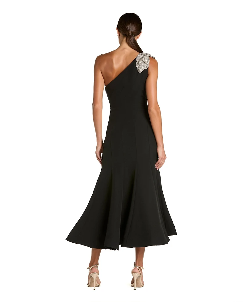 Mac Duggal Petite Crepe One Shoulder Mermaid Midi Dress With Flower