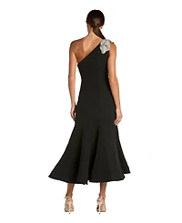 Mac Duggal Petite Crepe One Shoulder Mermaid Midi Dress With Flower