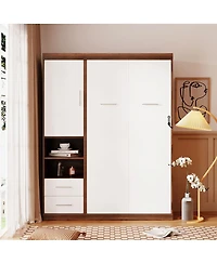 Streamdale Furniture Twin Size Murphy Bed Wall Bed with Cabinet