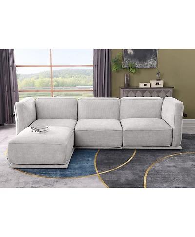 Streamdale Furniture Fashionable modular chenille sofa with iron and wood frame, Light Gray