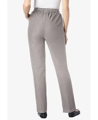 Woman Within Petite Straight Leg Fineline Pull-On Stretch Denim Jeans