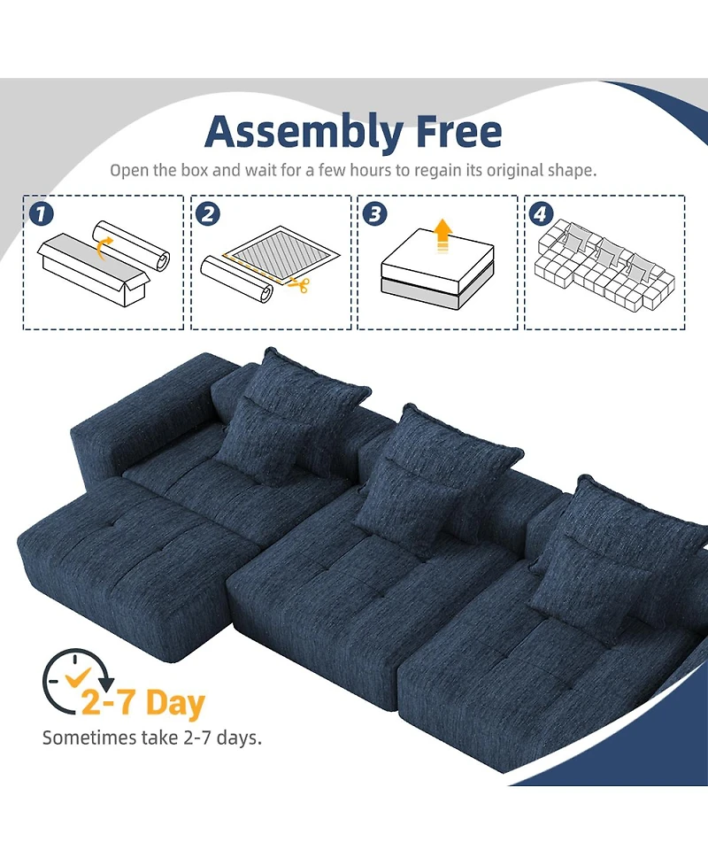 Streamdale Furniture Modern Oversized Modular Sectional Sofa with 6 Pillows