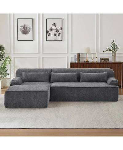 Streamdale Furniture Chenille L-Shape Luxury Sectional Oversized Sofa, Minimalist Design, Comfy Sleeper Couch