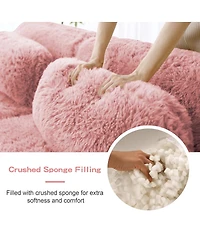 Streamdale Furniture 3-Seater Plush Fabric Sofa with Movable Ottoman, No Assembly Required, Pink