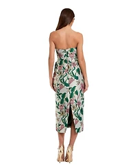 Mac Duggal Petite Floral Brocade Strapless Fitted Midi Dress