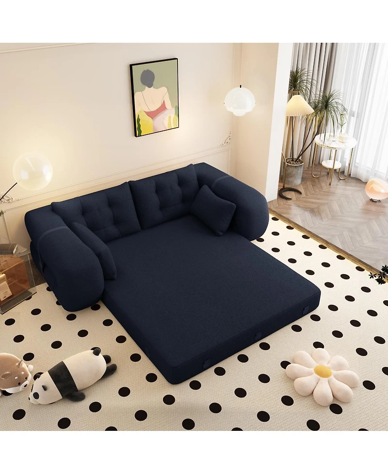 Streamdale Furniture Human Dog Bed, Lazy Sofa Couch, 78.7" Foldable Sofa Bed, 3-in-1 Teddy Fabric Sleeper Sofa Bed