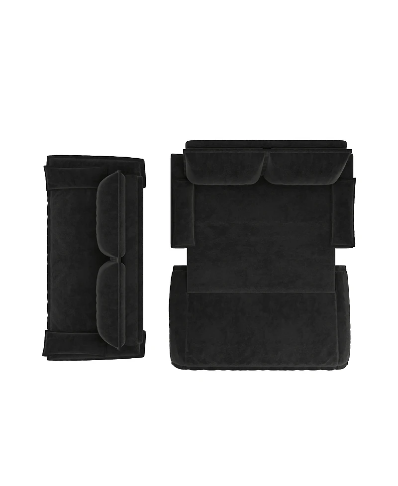 Streamdale Furniture Queen Pull Out Sofa Bed, 3-in-1 Convertible Sleeper, Velvet Loveseat