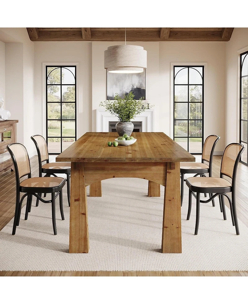 Tribesigns Solid Wood Dining Table for 4-6 People, 63-Inch Farmhouse Kitchen Table with Rich Grain and Texture, Wooden Rectangular Dinner Tables