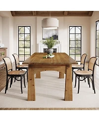 Tribesigns Solid Wood Dining Table for 4-6 People, 63-Inch Farmhouse Kitchen Table with Rich Grain and Texture, Wooden Rectangular Dinner Tables