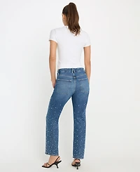 Good American Women's Icon Straight Crop Cultivated Pearl Jeans