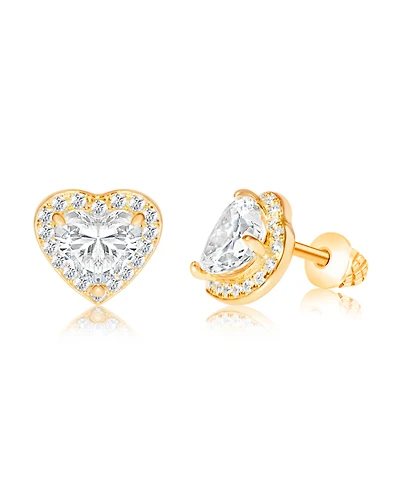 Chanteur Girls /Girl/Heart White Crystal Yellow Gold Brass Screwstud Earring