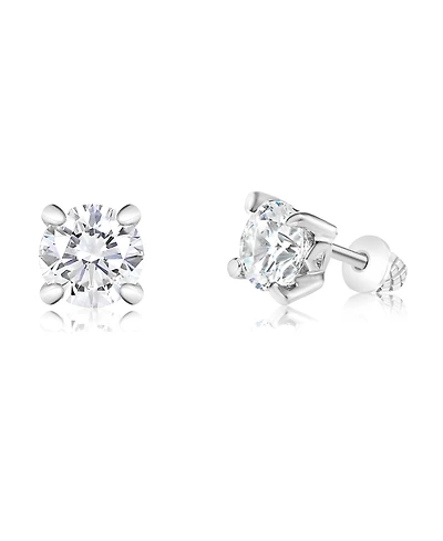 Chanteur Girls /Girl/April Crystal White Gold Palladium Plating Screwstud Earring