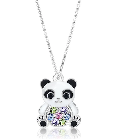 Chanteur/Girl/Panda Multi-color Crystal White Gold Palladium Plating Necklace