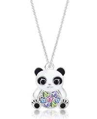 Chanteur/Girl/Panda Multi-color Crystal White Gold Palladium Plating Necklace