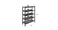 Mdf Industrial Shoe Rack, Adjustable Rustic Style 5-Tier Shoe Rack Storage Rack With 4 Grid Shelves