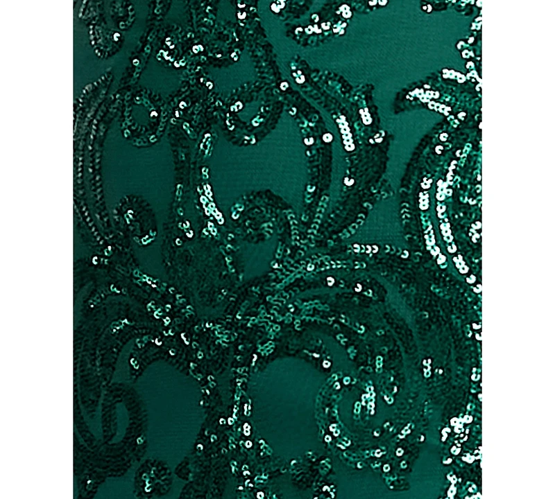 B Darlin Juniors' Sequin-Pattern Floor-Sweeping Gown