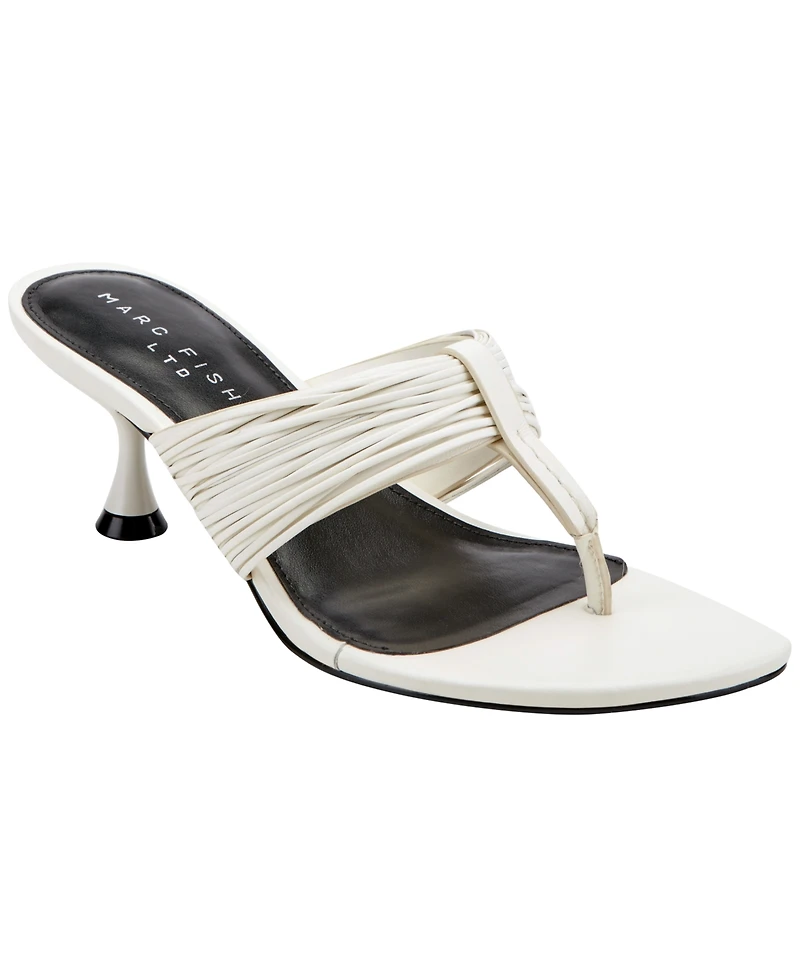 Marc Fisher Ltd Women's Pamilla Leather Kitten Heel Sandals