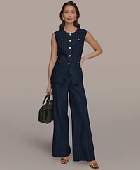 Donna Karan New York Women's Sleeveless Pinstripe Vest