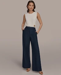 Donna Karan New York Women's Pinstripe High-Waist Wide Leg Pants