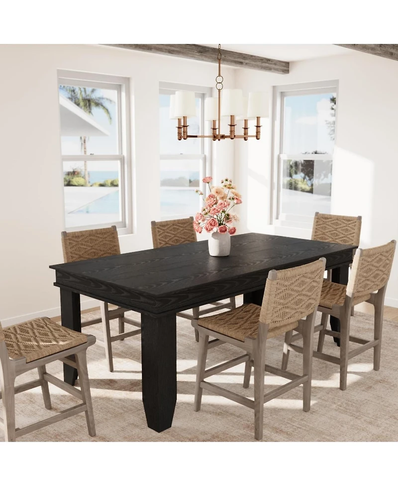 gaomon Kitchen Table Farmhouse Dining Table for 6-8 People Long Black Kitchen Tables